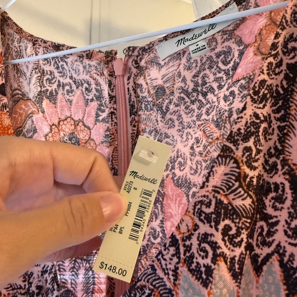 Madewell Pink and Orange Patterned Dress